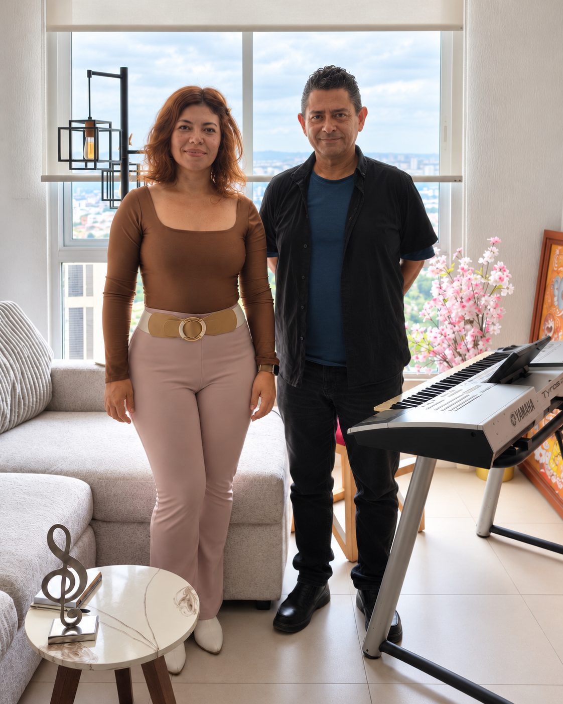 Alma Betancourt y Yan Kayary junto al teclado